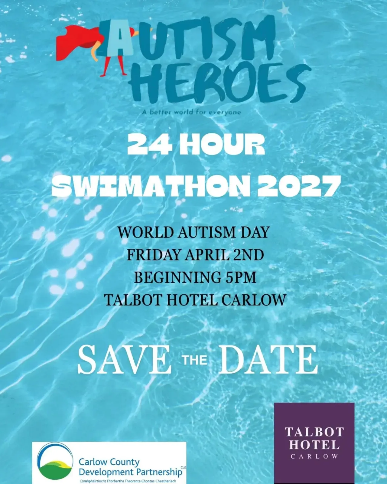 24 Hour Swimathon 2027 — World Autism Day flyer