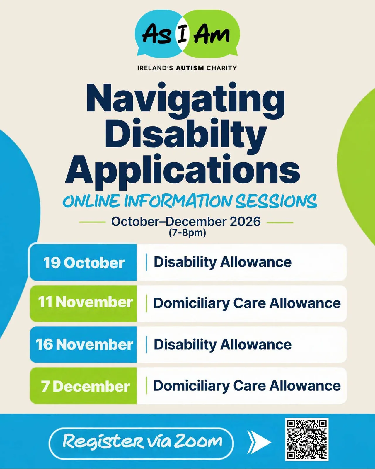 Navigating Disability Applications: Disability Allowance (Online Information Session) flyer
