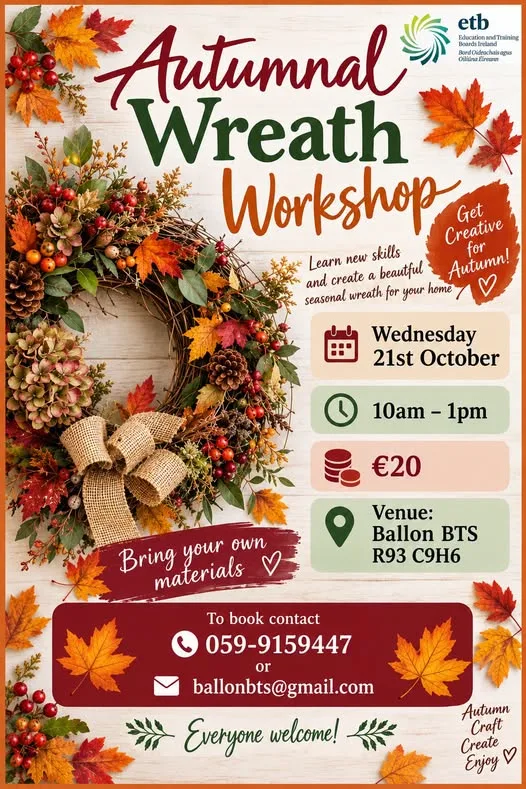 Autumnal Wreath Workshop flyer