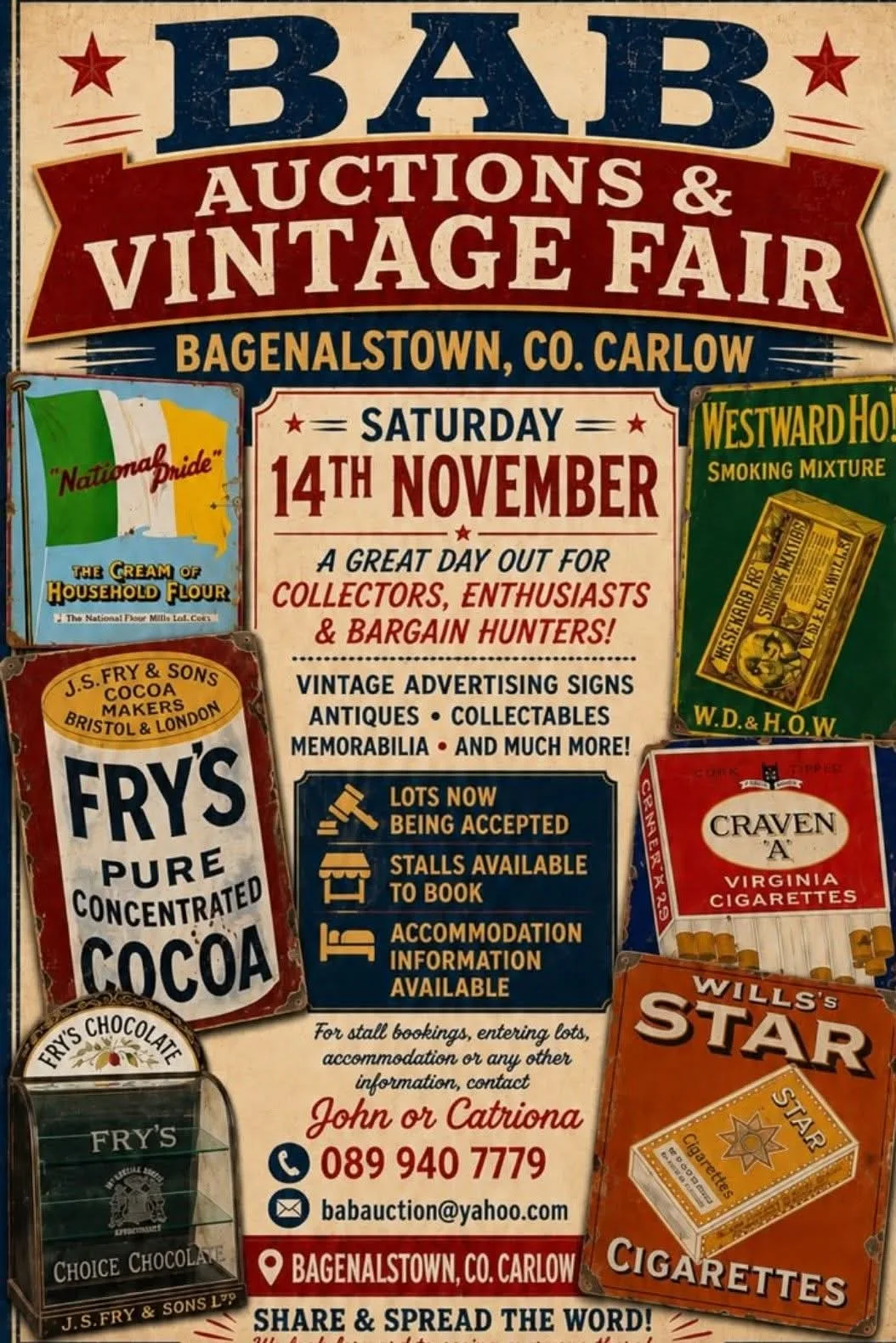 BAB Auctions & Vintage Fair flyer