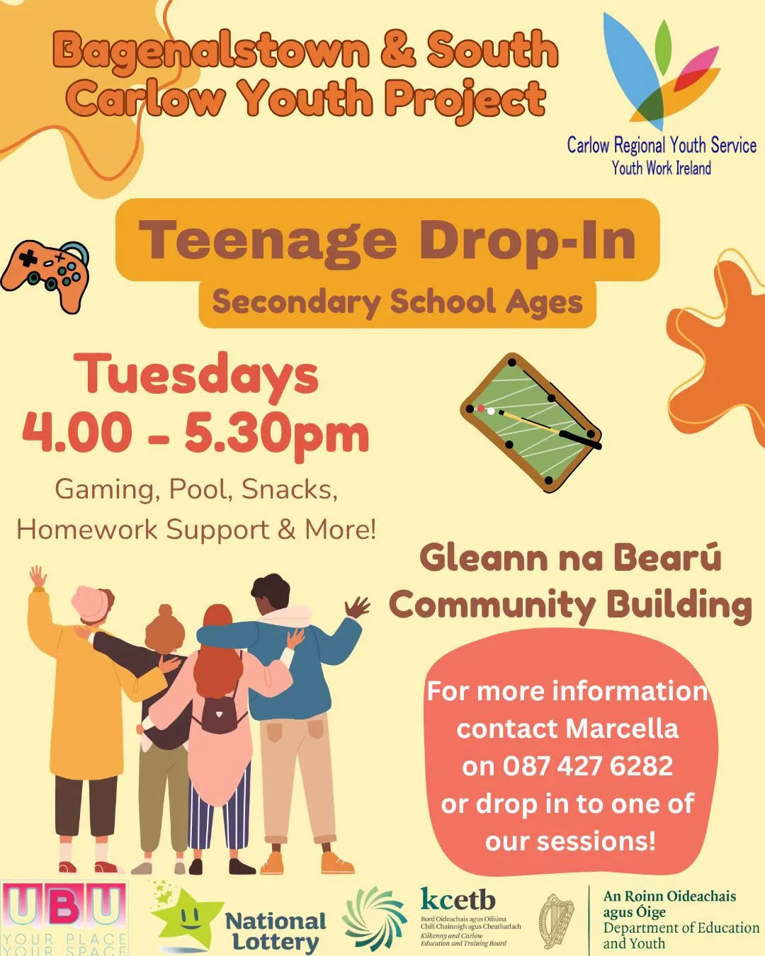 Bagenalstown & South Carlow Youth Project — Teenage Drop-In flyer