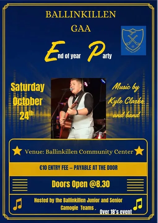 Ballinkillen GAA End of Year Party flyer