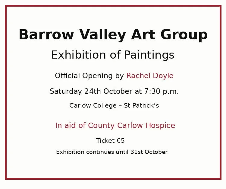 Barrow Valley Art Group — Exhibition of Paintings (Official Opening) flyer