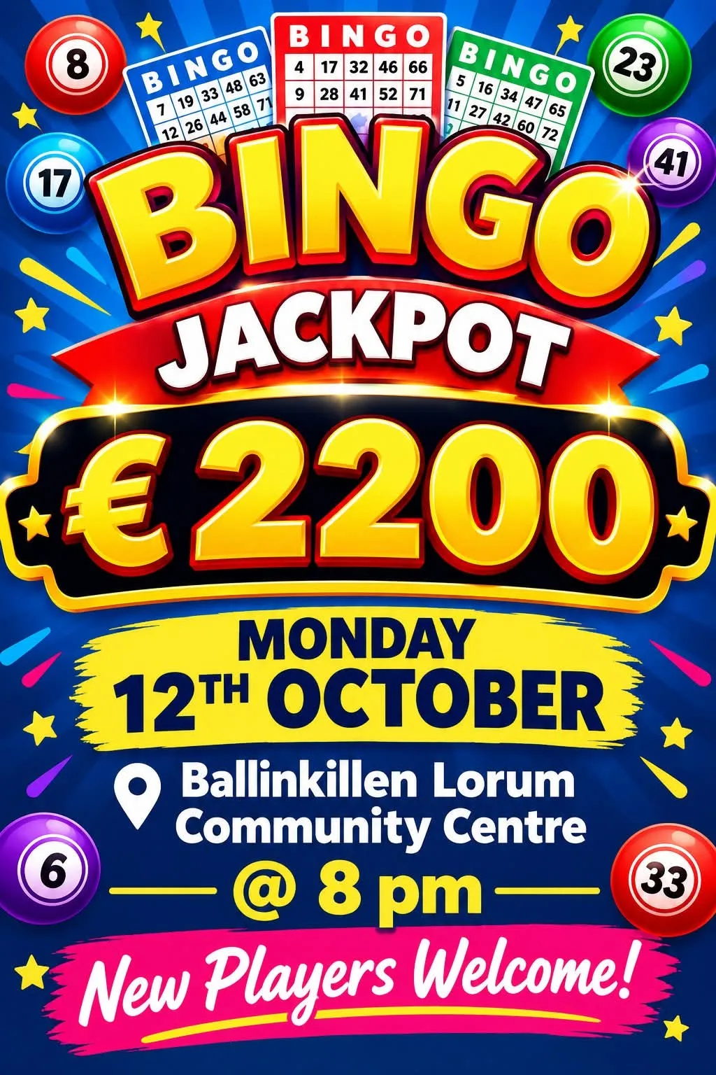 Bingo — €2,200 Jackpot flyer