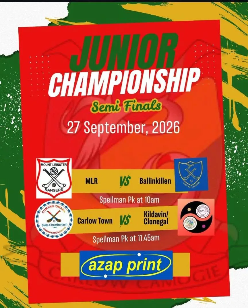 Camogie Junior Championship Semi-Final: Carlow Town v Kildavin/Clonegal flyer