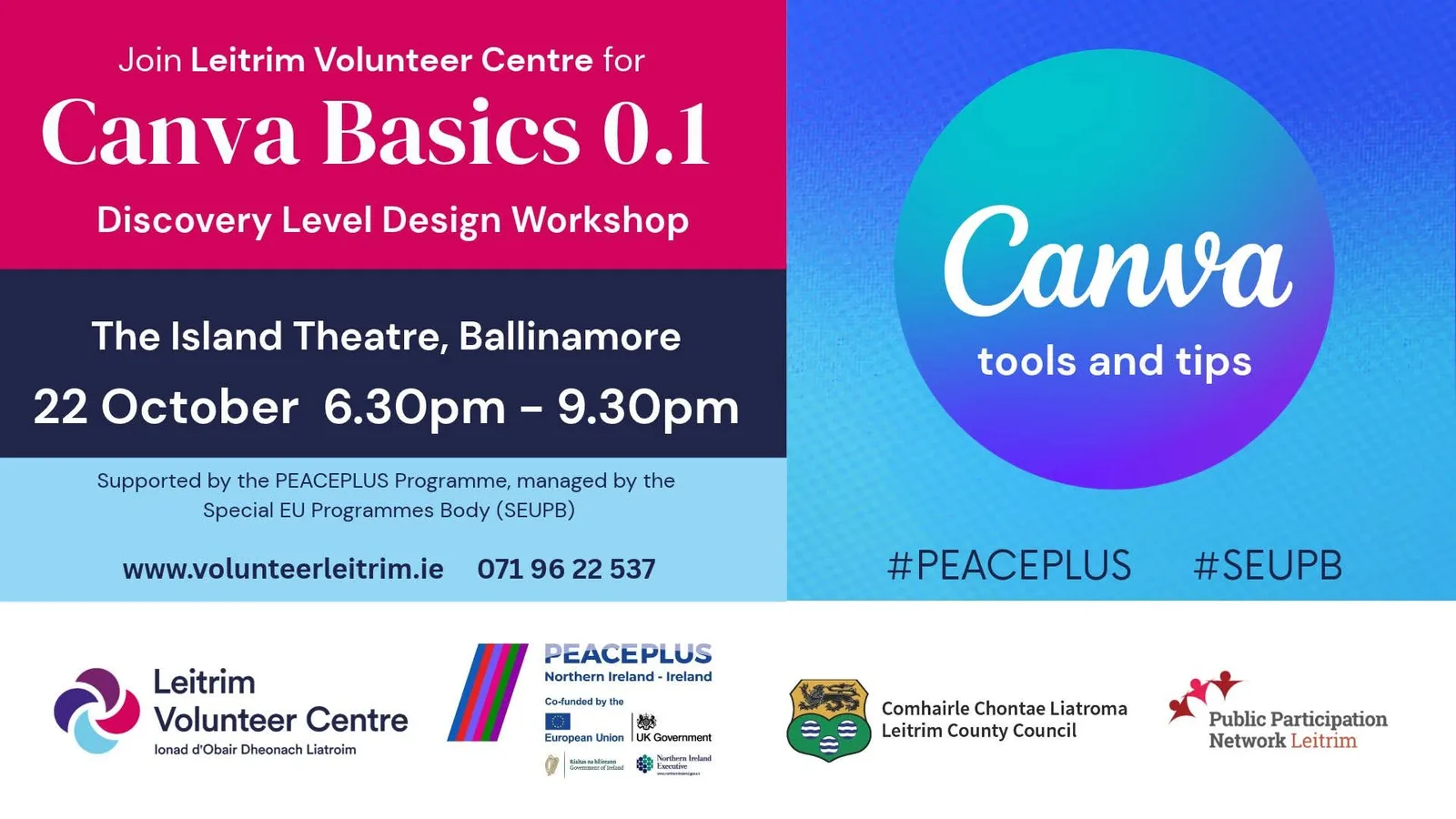 Canva Basics 0.1 — Discovery Level Design Workshop (Ballinamore) flyer