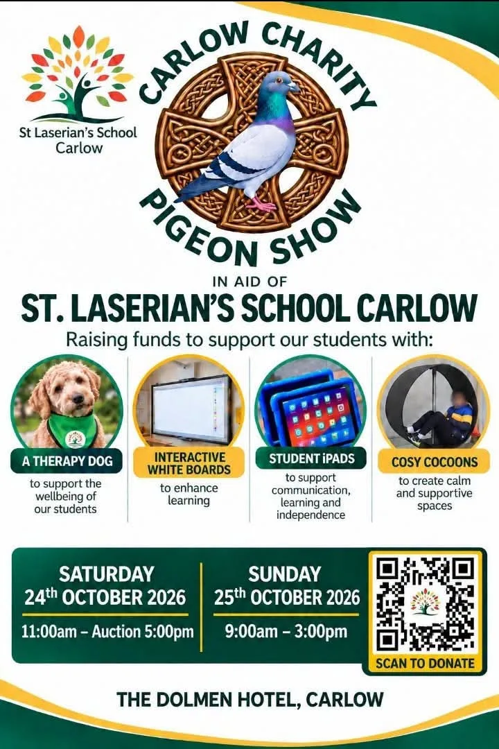 Carlow Charity Pigeon Show — in aid of St Laserian's School (Saturday & Auction) flyer
