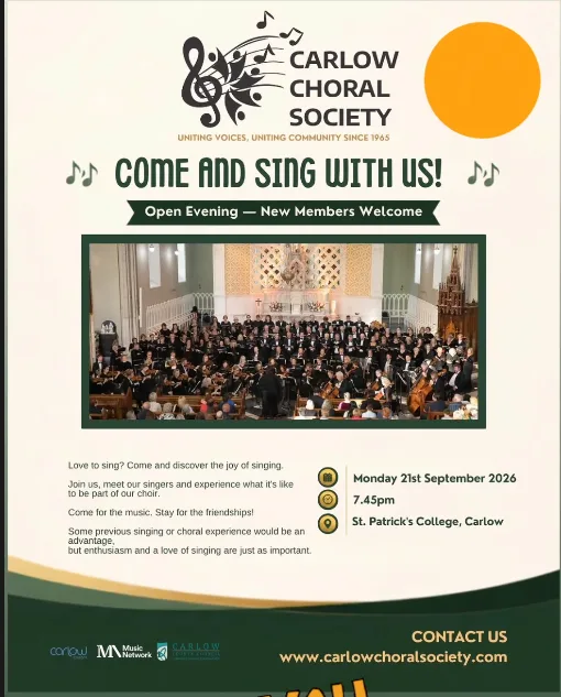 Carlow Choral Society — Open Evening (New Members Welcome) flyer