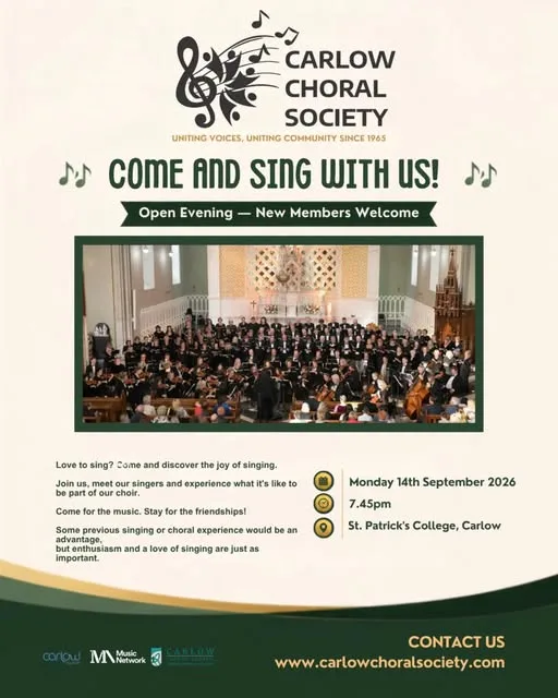 Carlow Choral Society — Open Evening (New Members Welcome) flyer