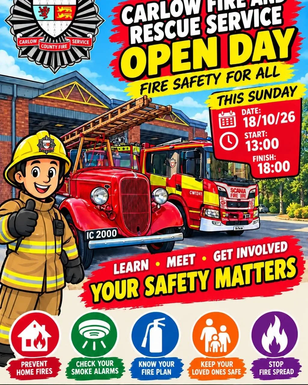 Carlow Fire and Rescue Service Open Day — Fire Safety for All flyer