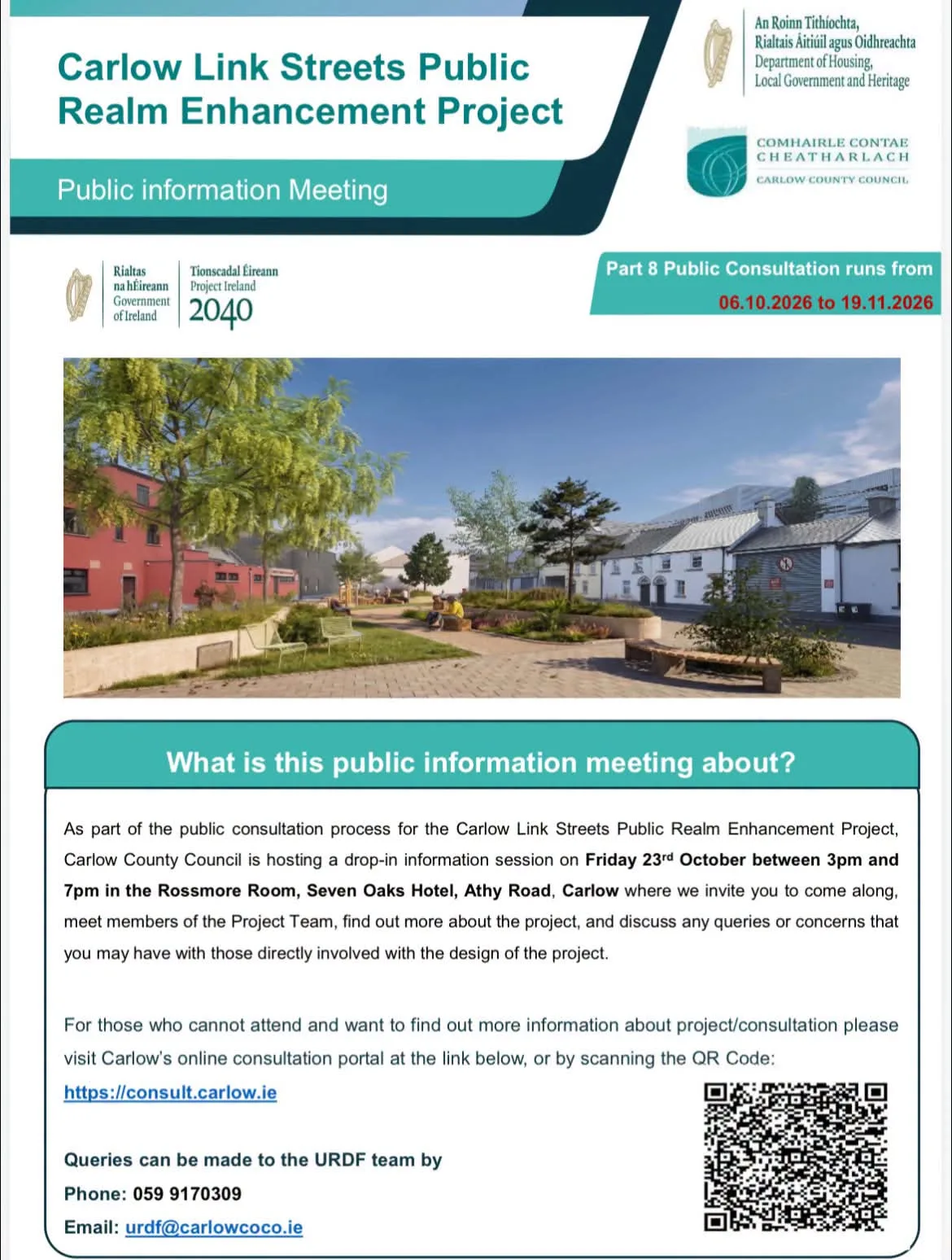 Carlow Link Streets Public Realm Enhancement Project — Drop-in Information Session flyer