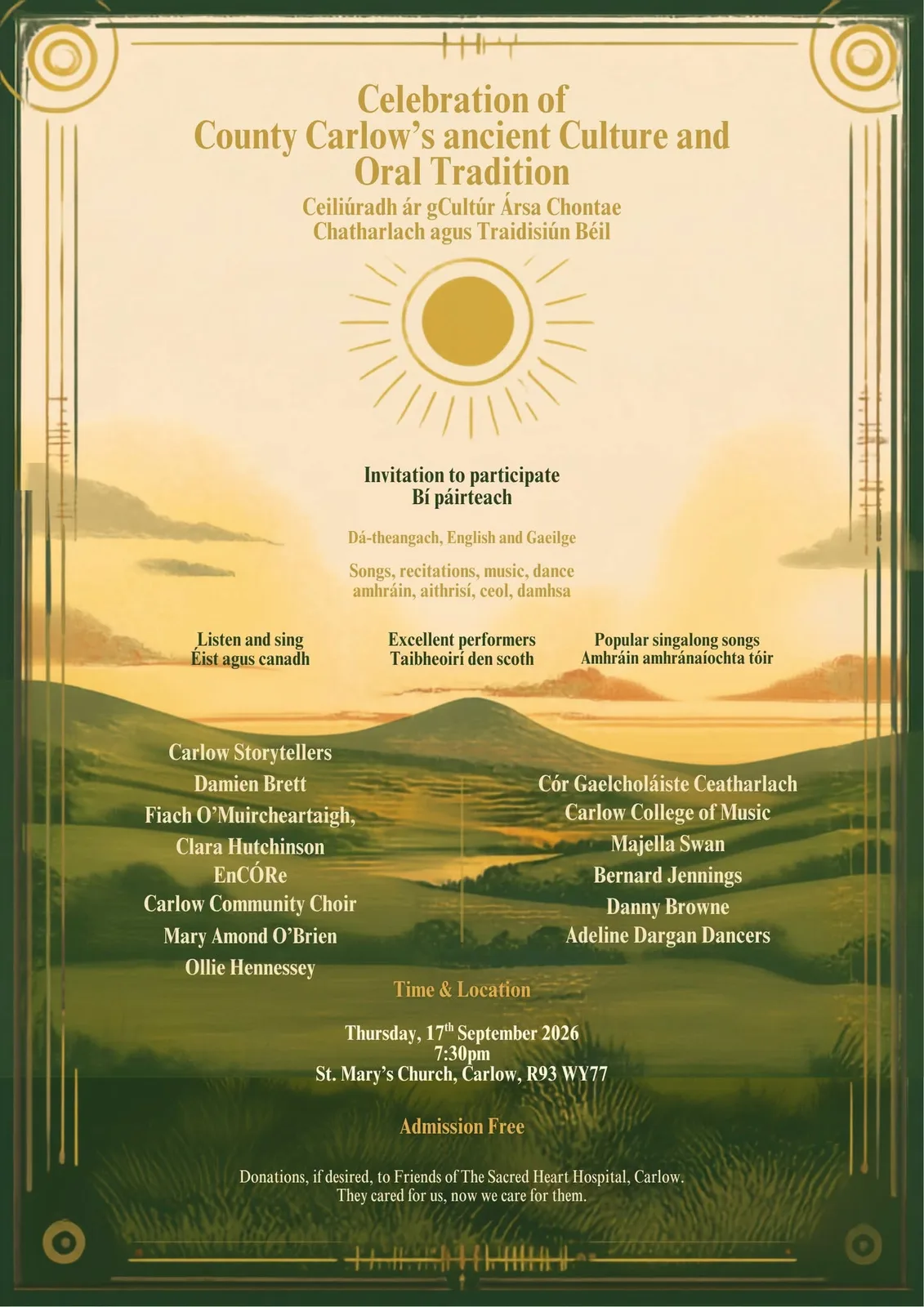 Celebration of County Carlow's Ancient Culture and Oral Tradition flyer