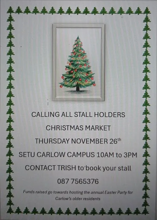 Christmas Market — SETU Carlow Campus (stallholders wanted) flyer