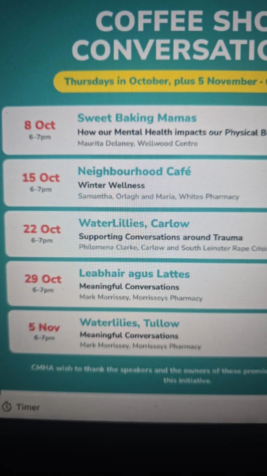 Coffee Shop Conversations — Neighbourhood Café: Winter Wellness flyer