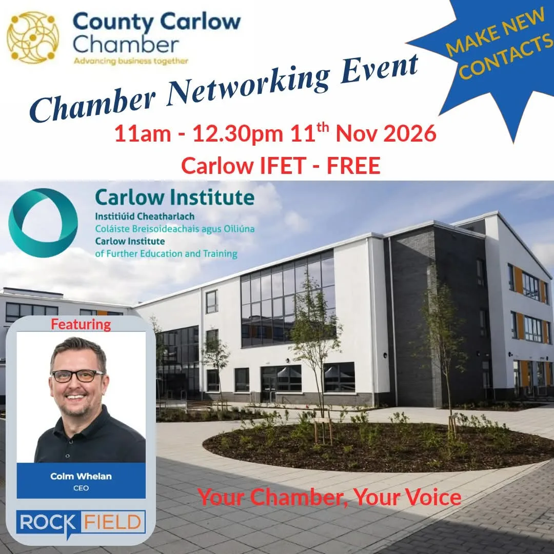 County Carlow Chamber Networking Event (featuring Colm Whelan, Rockfield) flyer