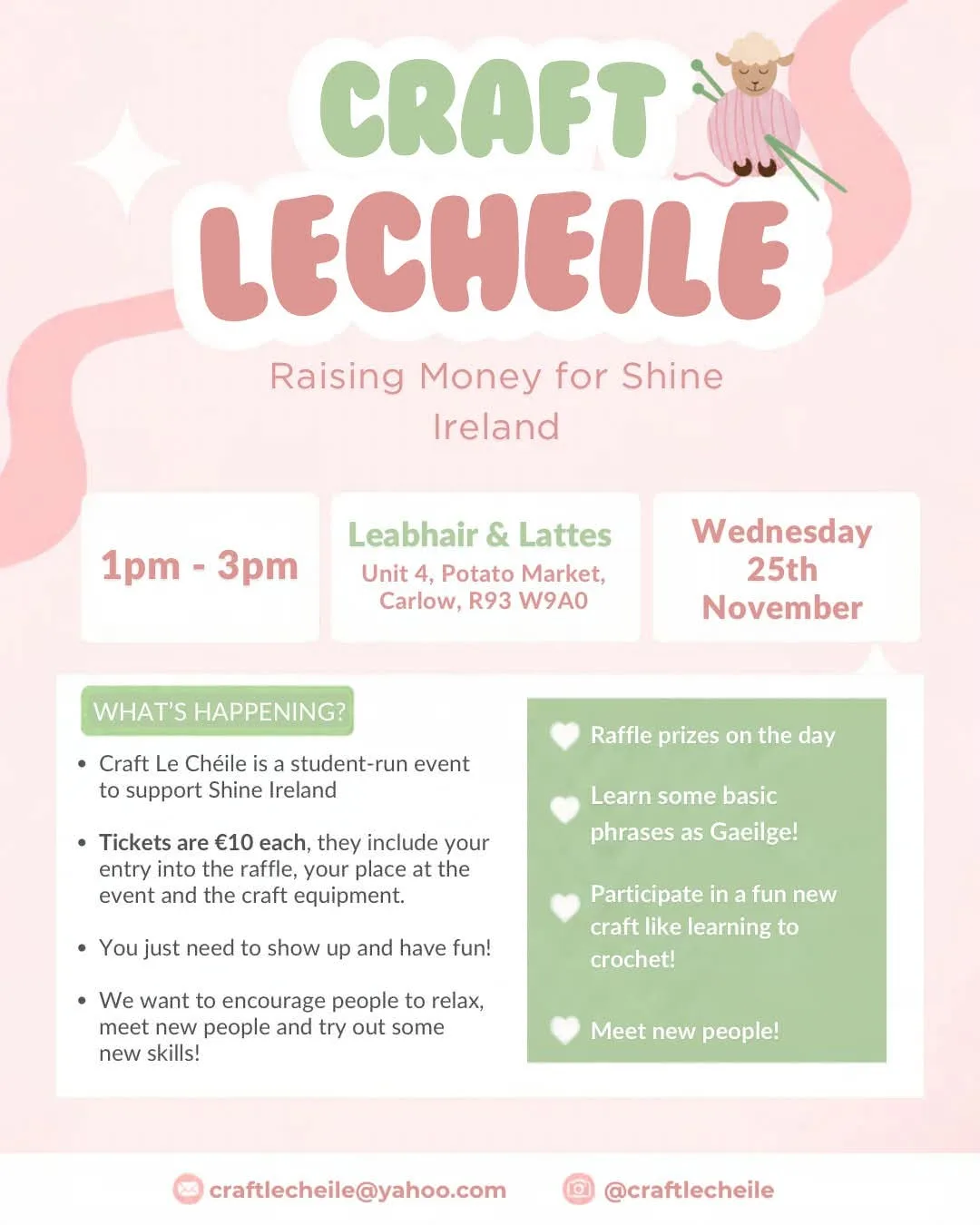 Craft Le Chéile — Craft Afternoon for Shine Ireland flyer