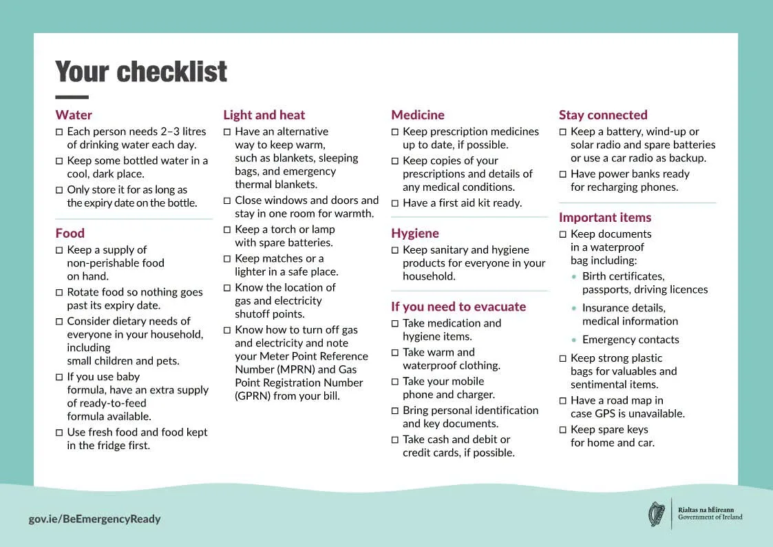 Be Emergency Ready — Information and Advice for Households flyer