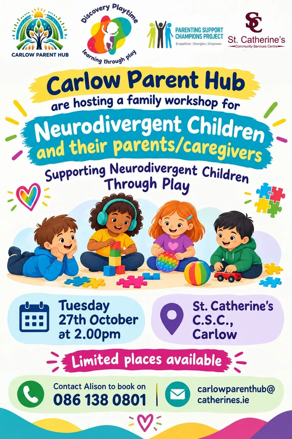 Family Workshop: Supporting Neurodivergent Children Through Play (Carlow Parent Hub) flyer