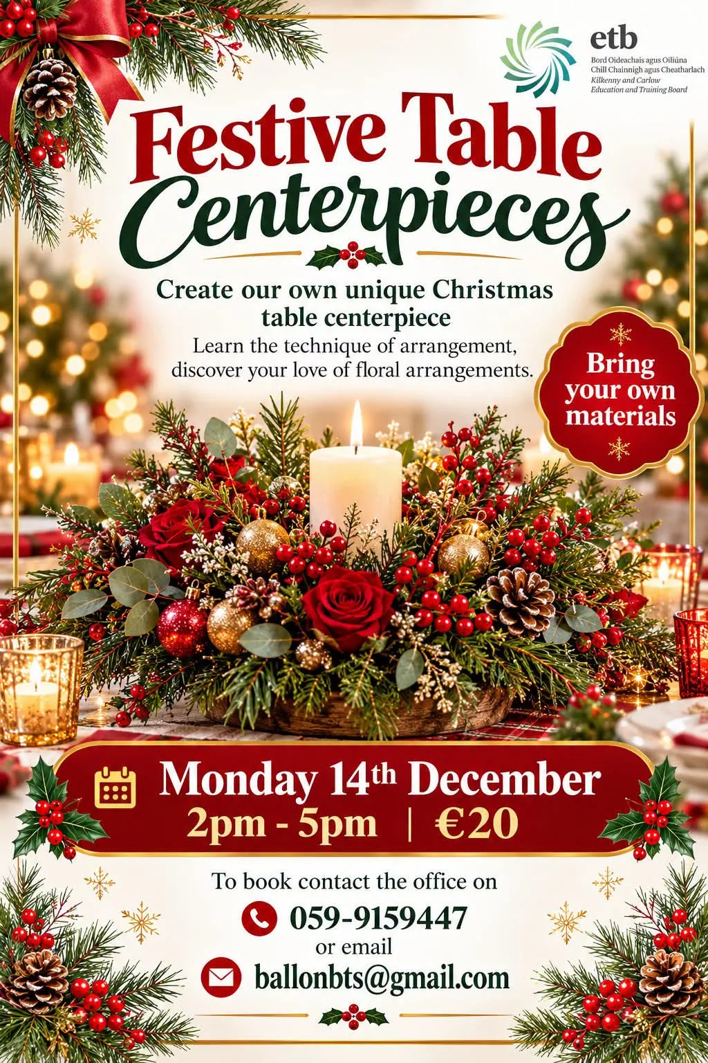 Festive Table Centerpieces Workshop flyer