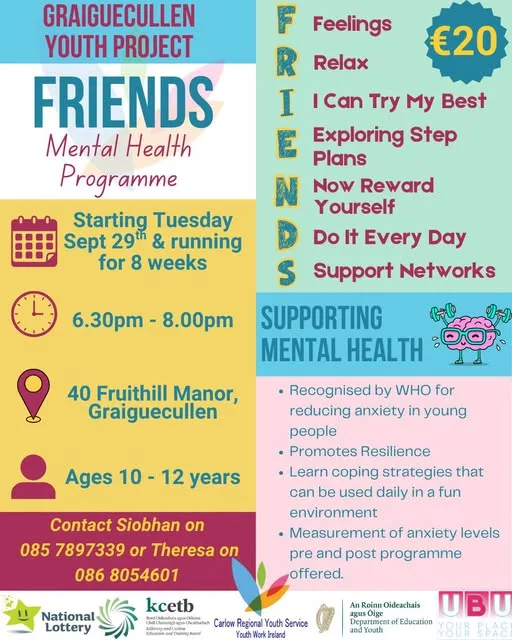 FRIENDS Mental Health Programme — Graiguecullen Youth Project flyer
