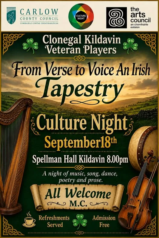 From Verse to Voice: An Irish Tapestry — Culture Night flyer