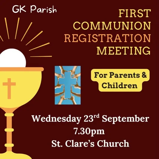 First Communion Registration Meeting flyer