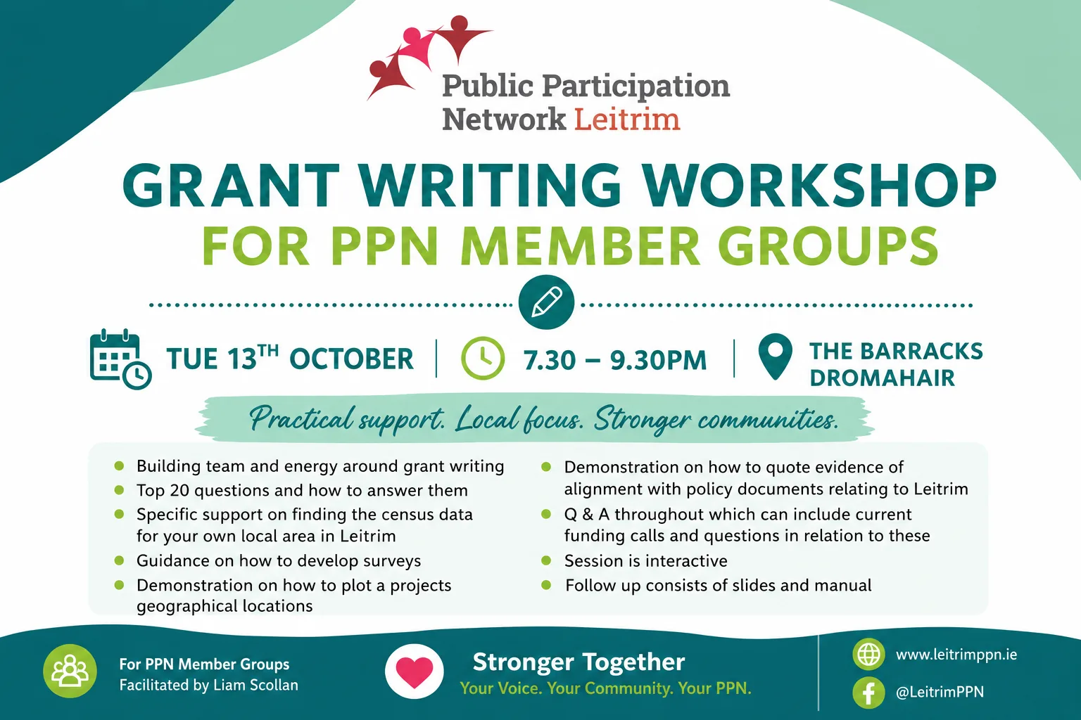 Grant Writing & Funding Workshop flyer