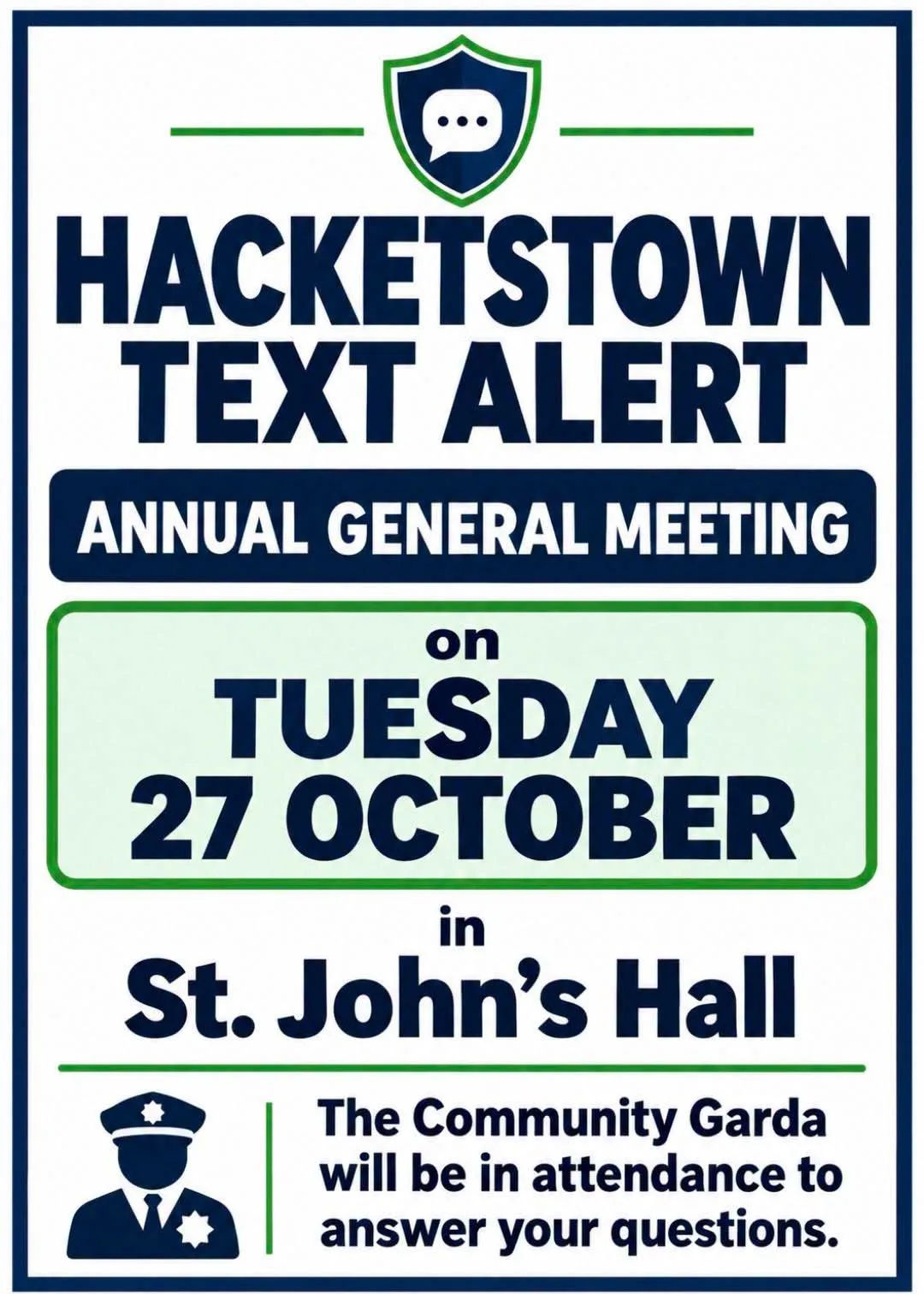 Hacketstown Text Alert — Annual General Meeting flyer