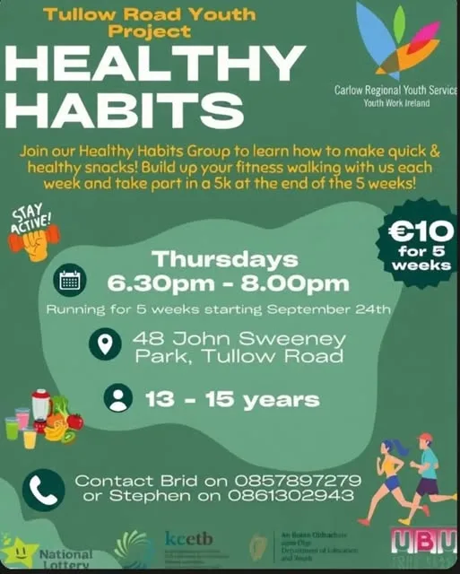 Healthy Habits — Tullow Road Youth Project flyer