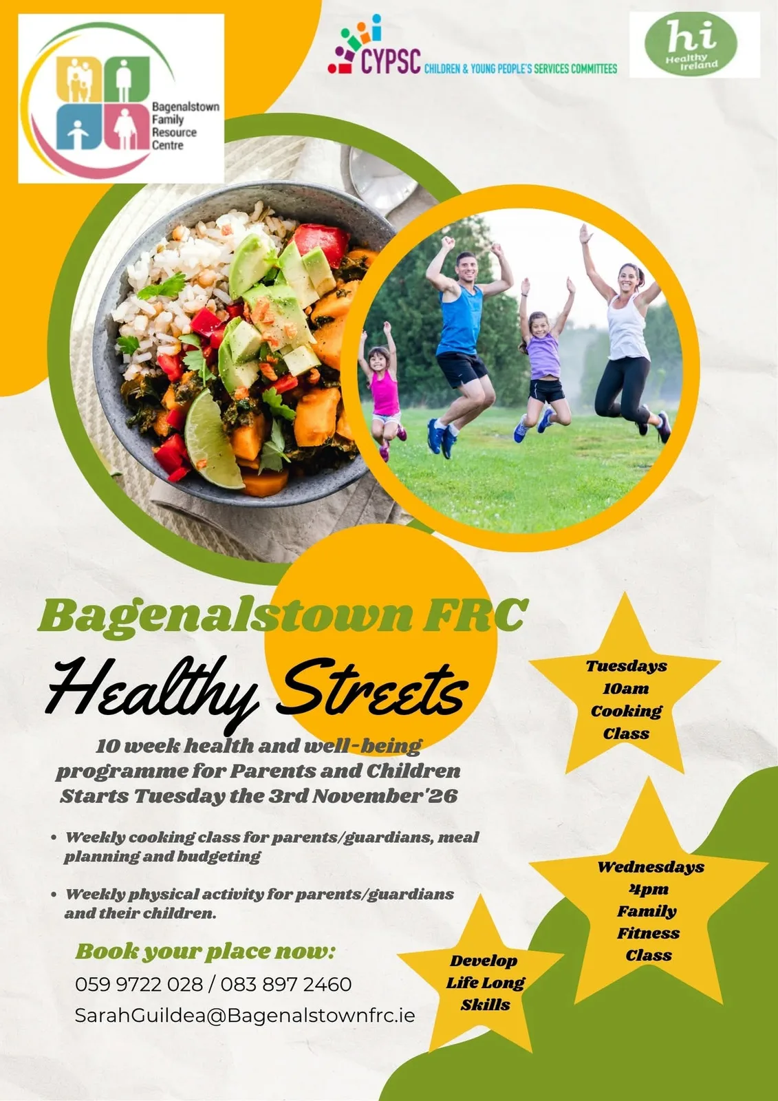 Healthy Streets — Cooking Class (10-week programme starts) flyer