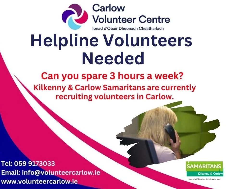 Helpline Volunteers Needed — Kilkenny & Carlow Samaritans flyer