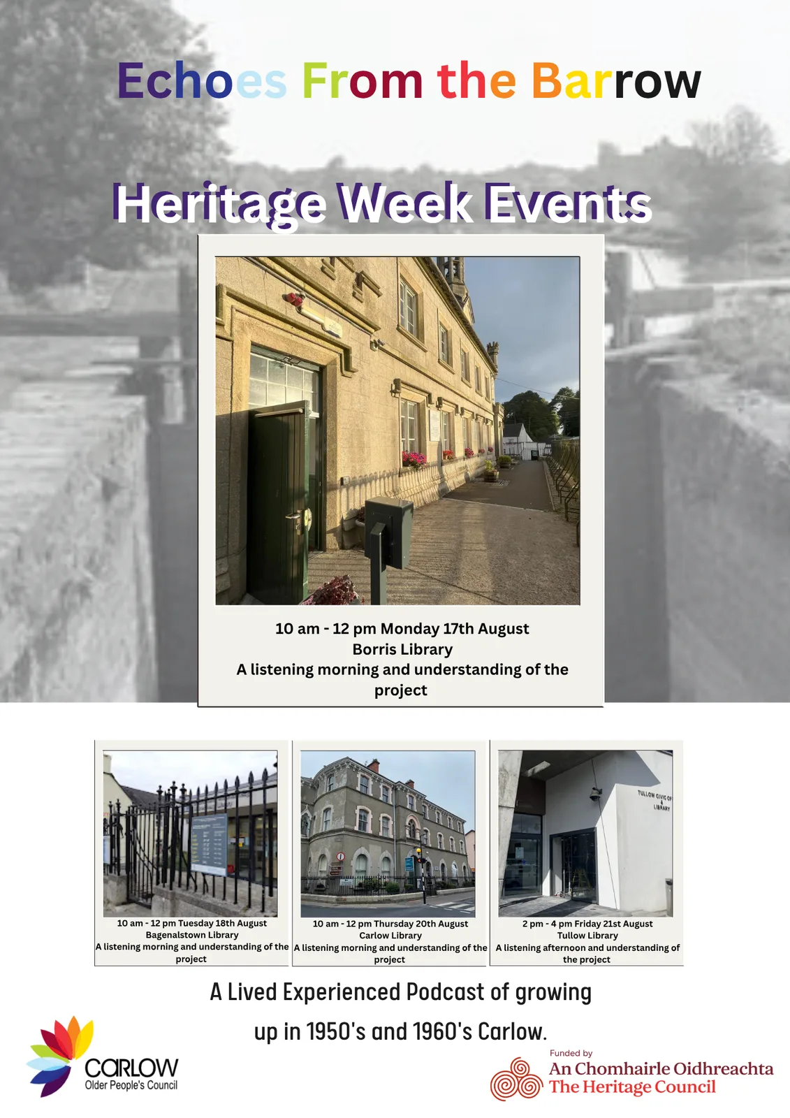 Heritage Week Event at Borris Library flyer