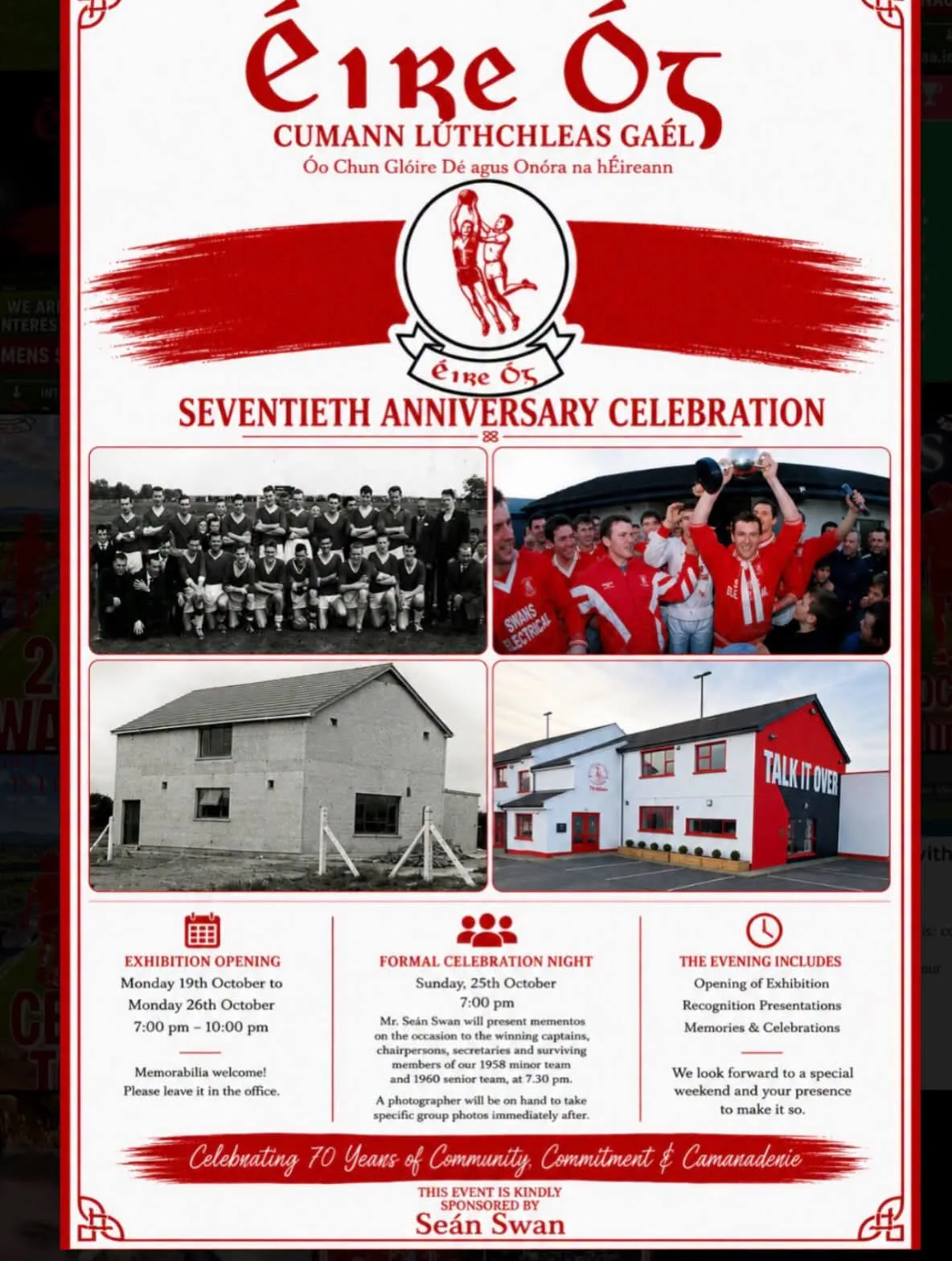 Éire Óg 70th Anniversary — Formal Celebration Night flyer