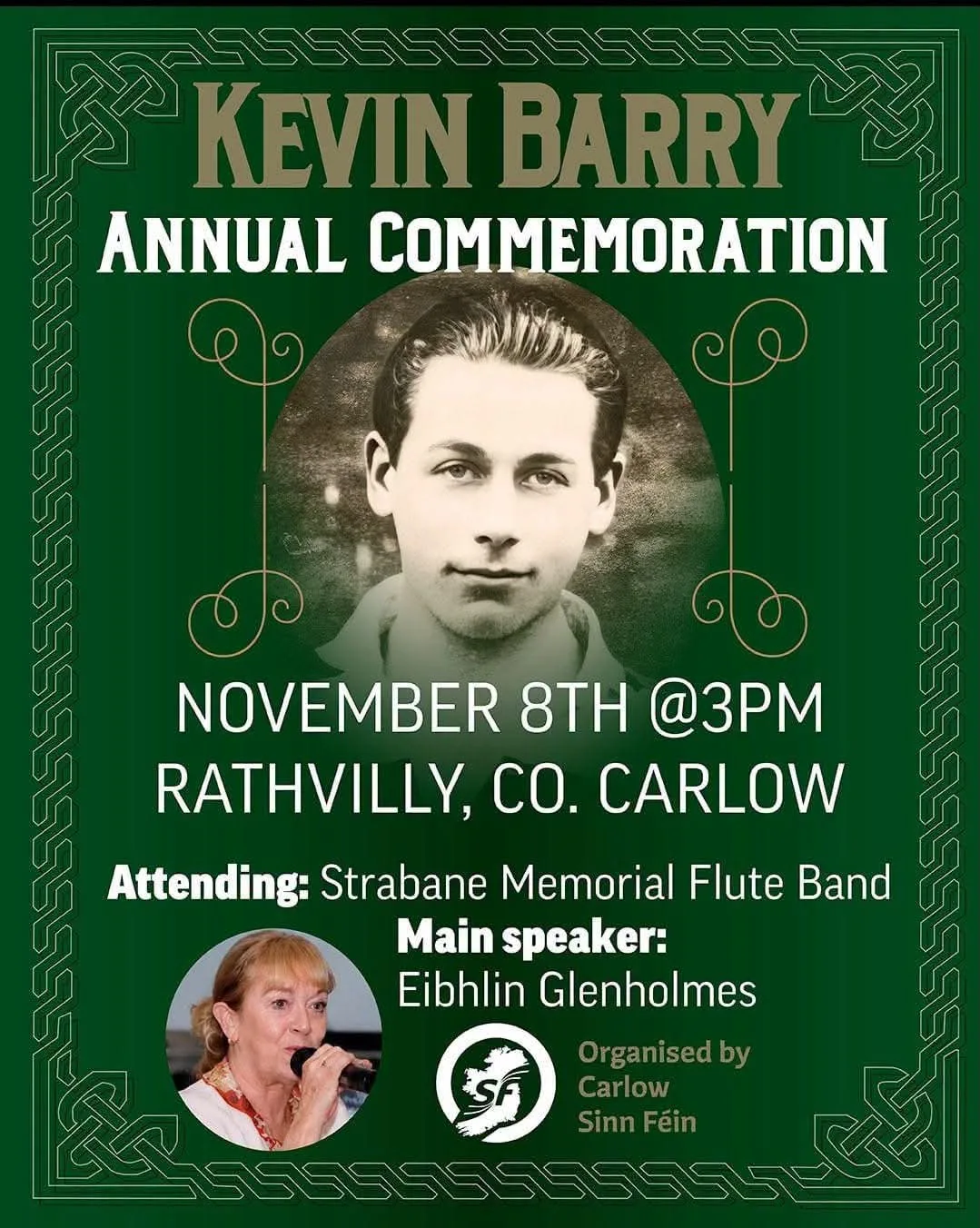 Kevin Barry Annual Commemoration — Rathvilly (Carlow Sinn Féin) flyer