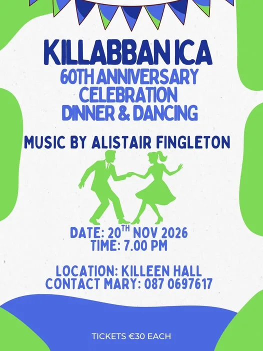 Killabban ICA 60th Anniversary Celebration — Dinner & Dancing flyer