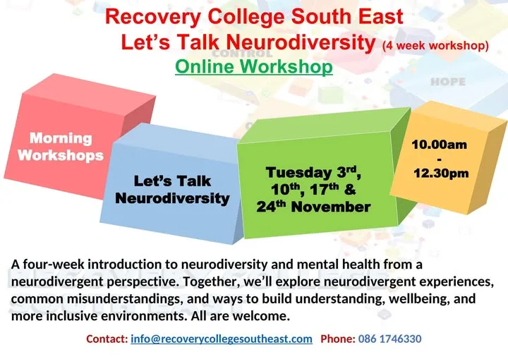 Let’s Talk Neurodiversity (4-week online workshop) flyer