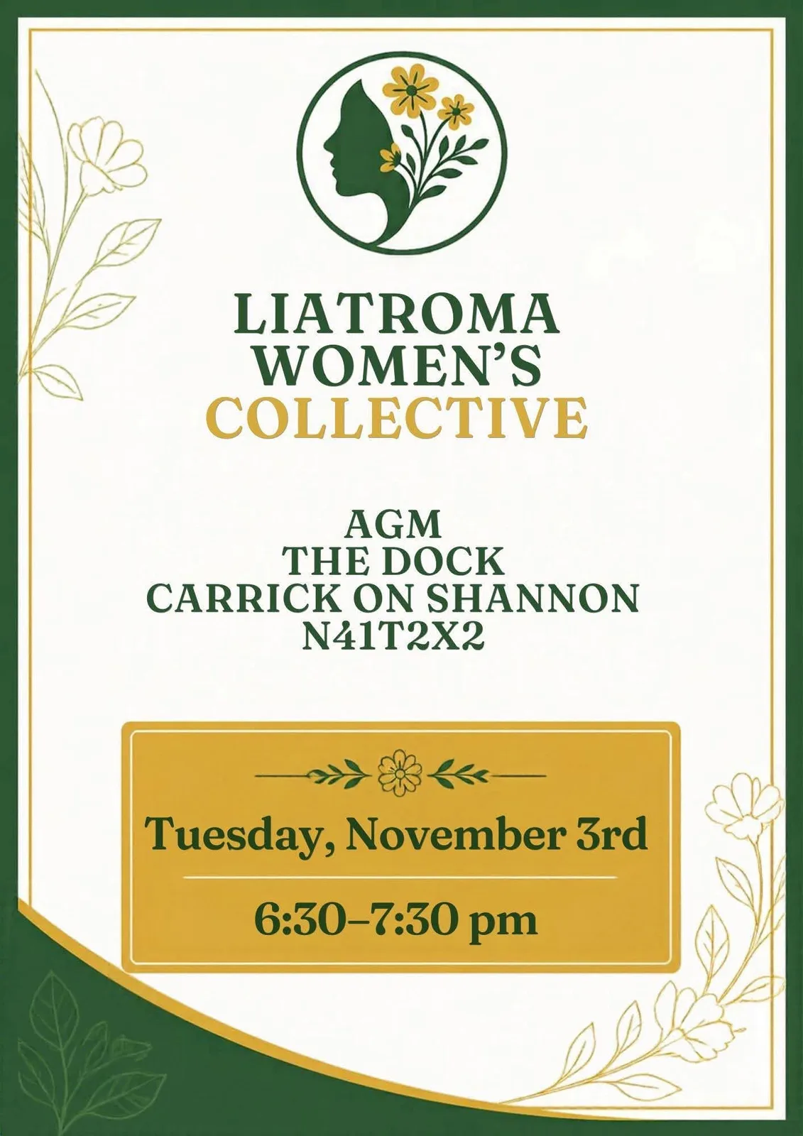 Liatroma Women’s Collective — AGM flyer