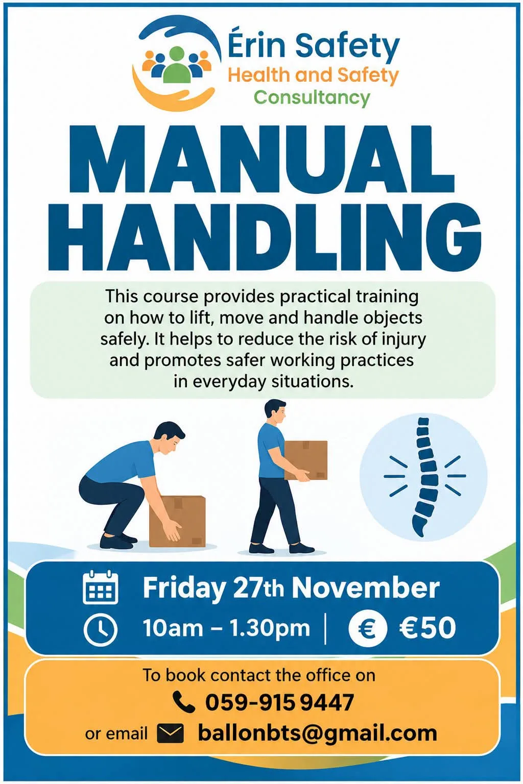 Manual Handling Course (Érin Safety) flyer