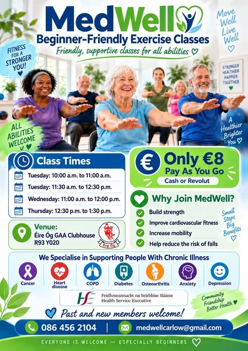 MedWell — Beginner-Friendly Exercise Classes flyer