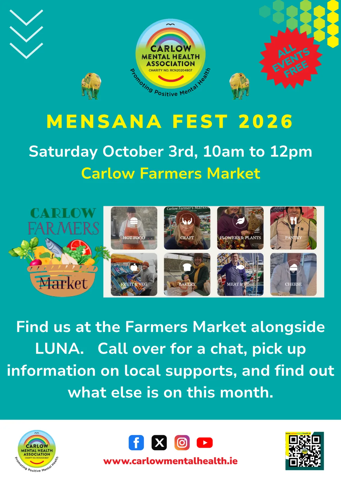 Mensana Fest: Find us at Carlow Farmers Market flyer