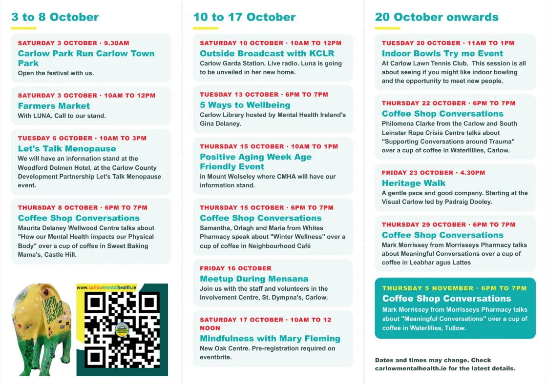 Mensana Fest 2026 — A Month of Free Mental Health Events Across County Carlow flyer