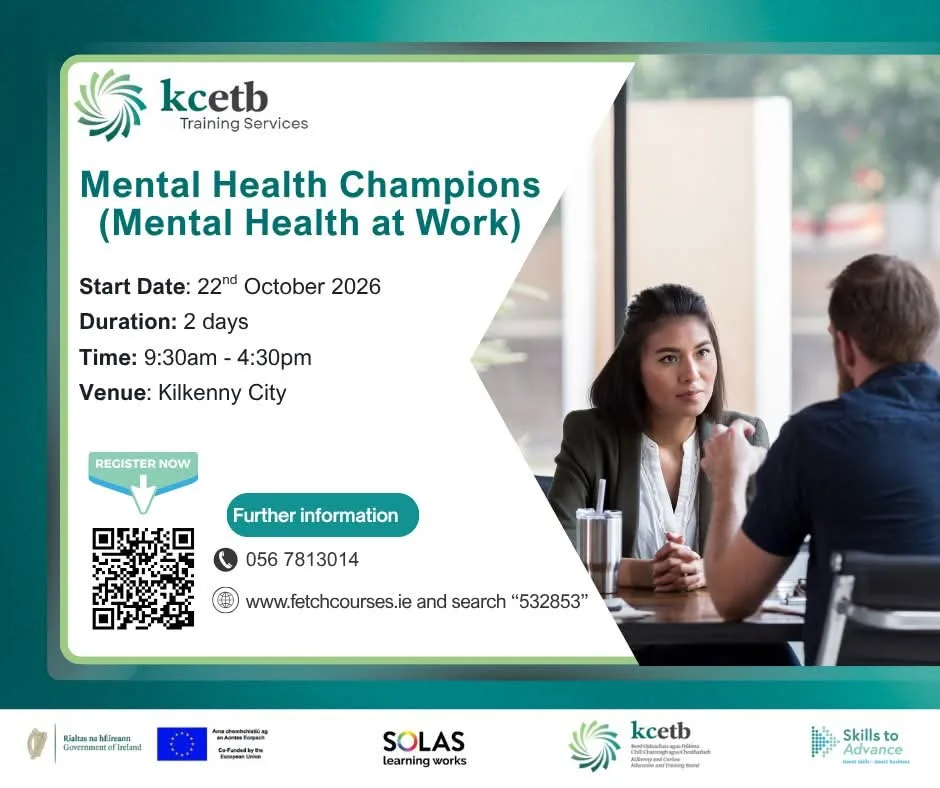 Mental Health Champions (Mental Health at Work) — 2-day course, Kilkenny City flyer