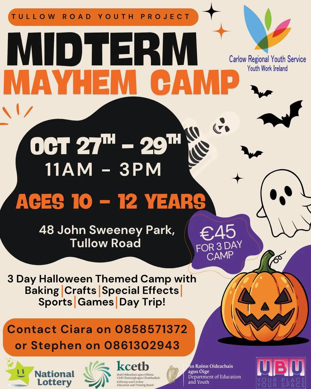 Midterm Mayhem Camp — Halloween Camp (Ages 10-12) flyer
