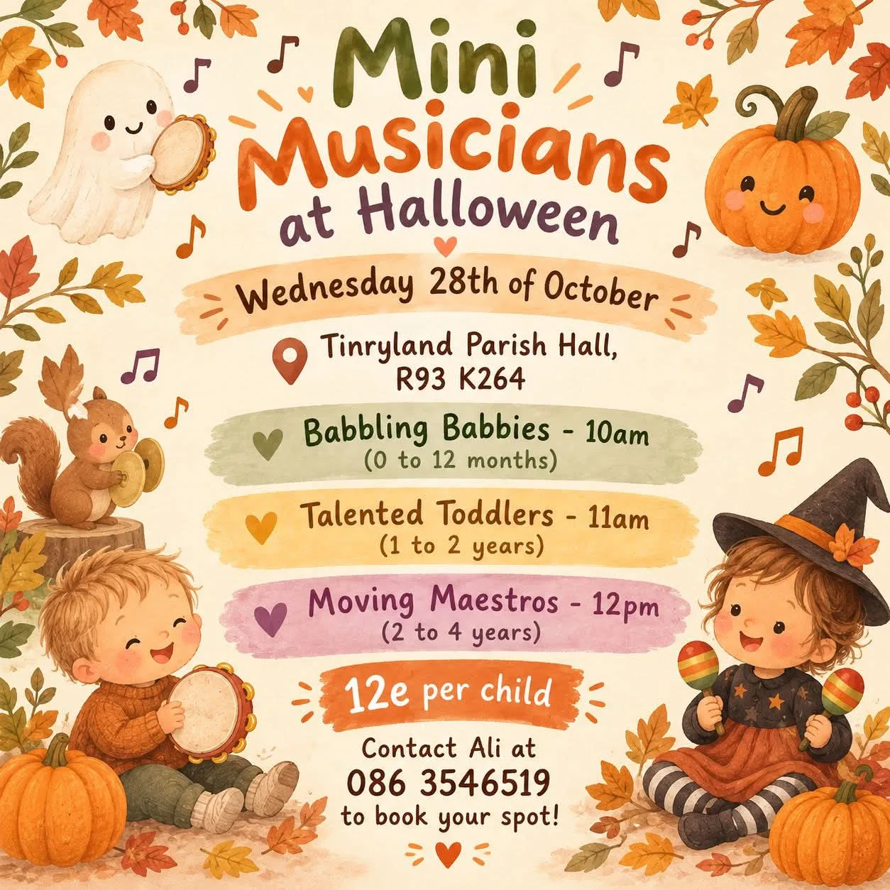 Mini Musicians at Halloween — Tinryland Parish Hall flyer