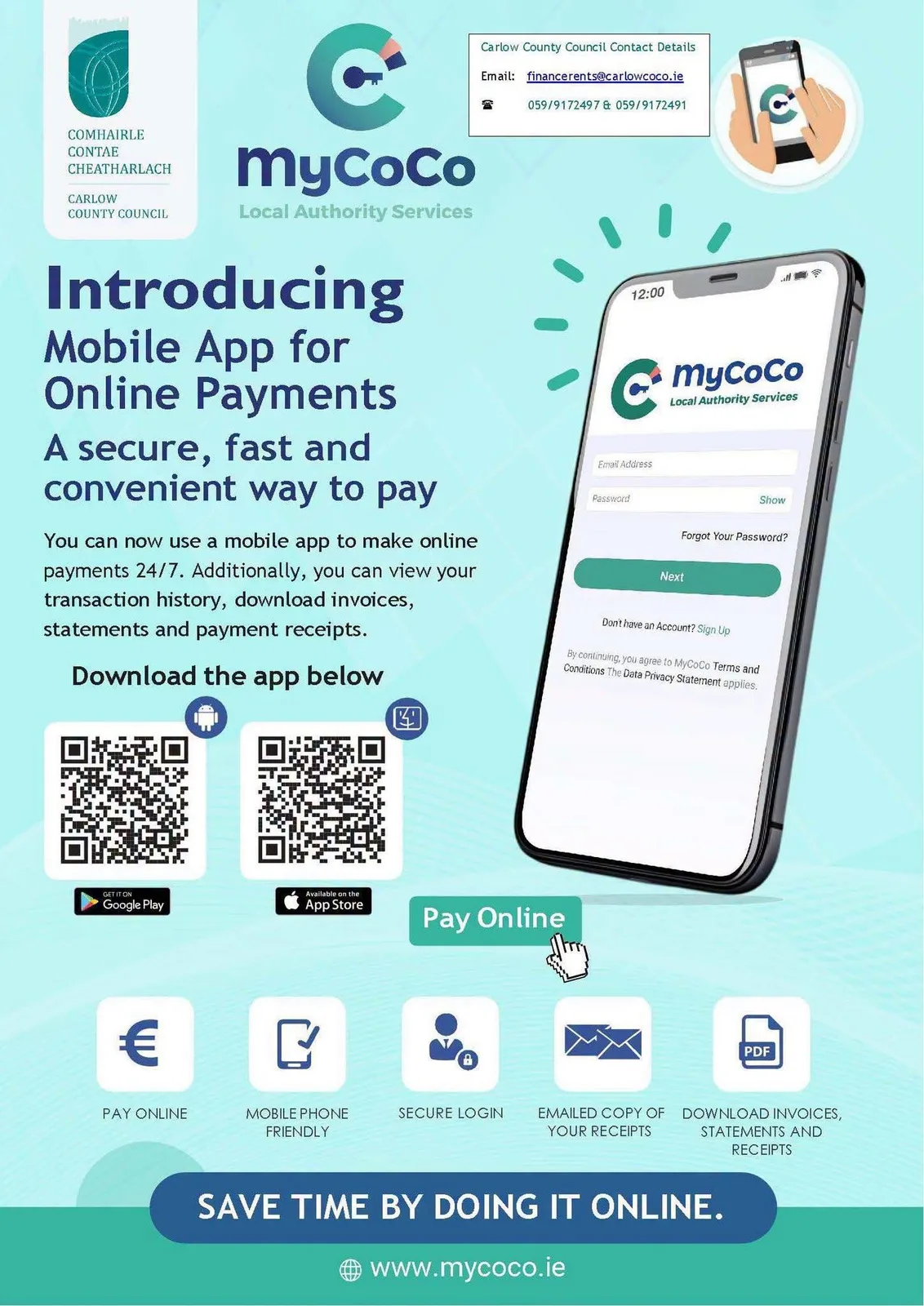 MyCoCo — New Mobile App for Online Payments flyer