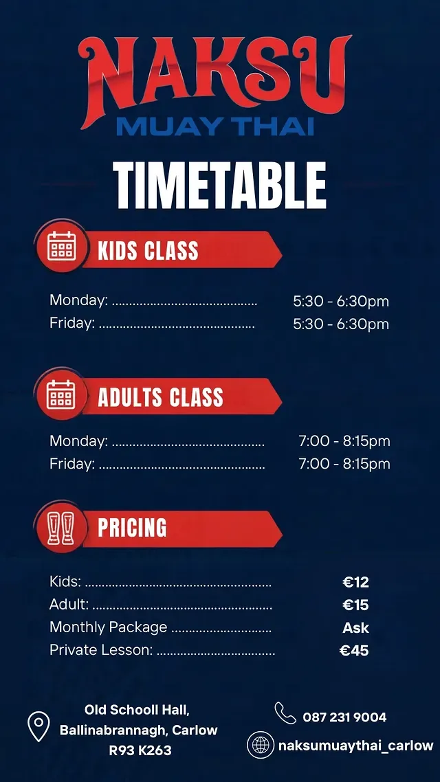 Adults Muay Thai — Naksu Muay Thai Carlow flyer