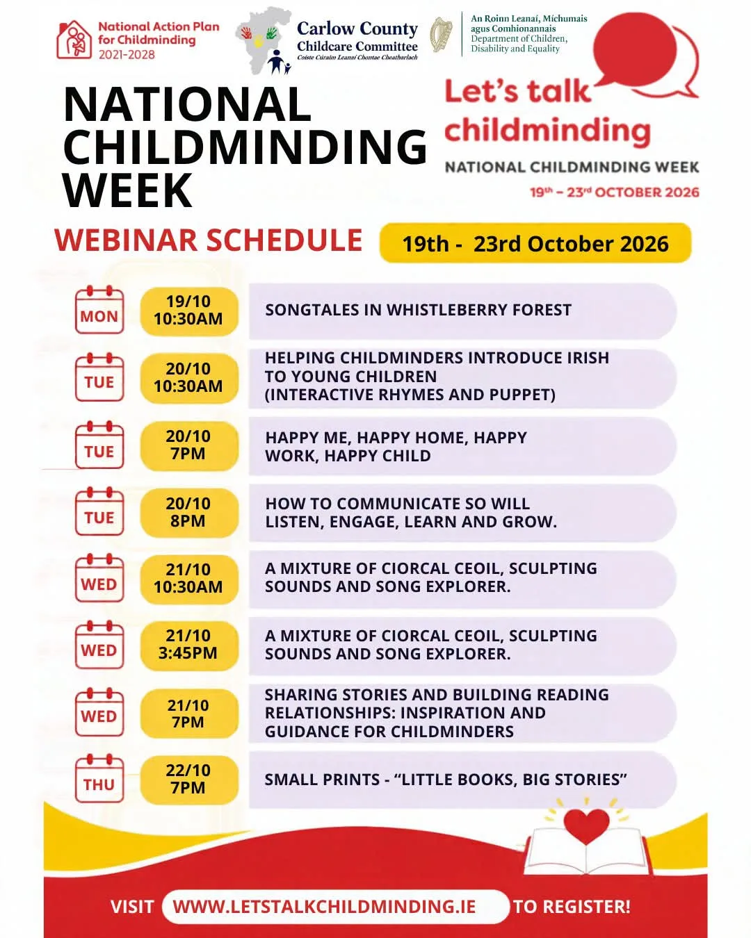 National Childminding Week — Webinars (Online) flyer