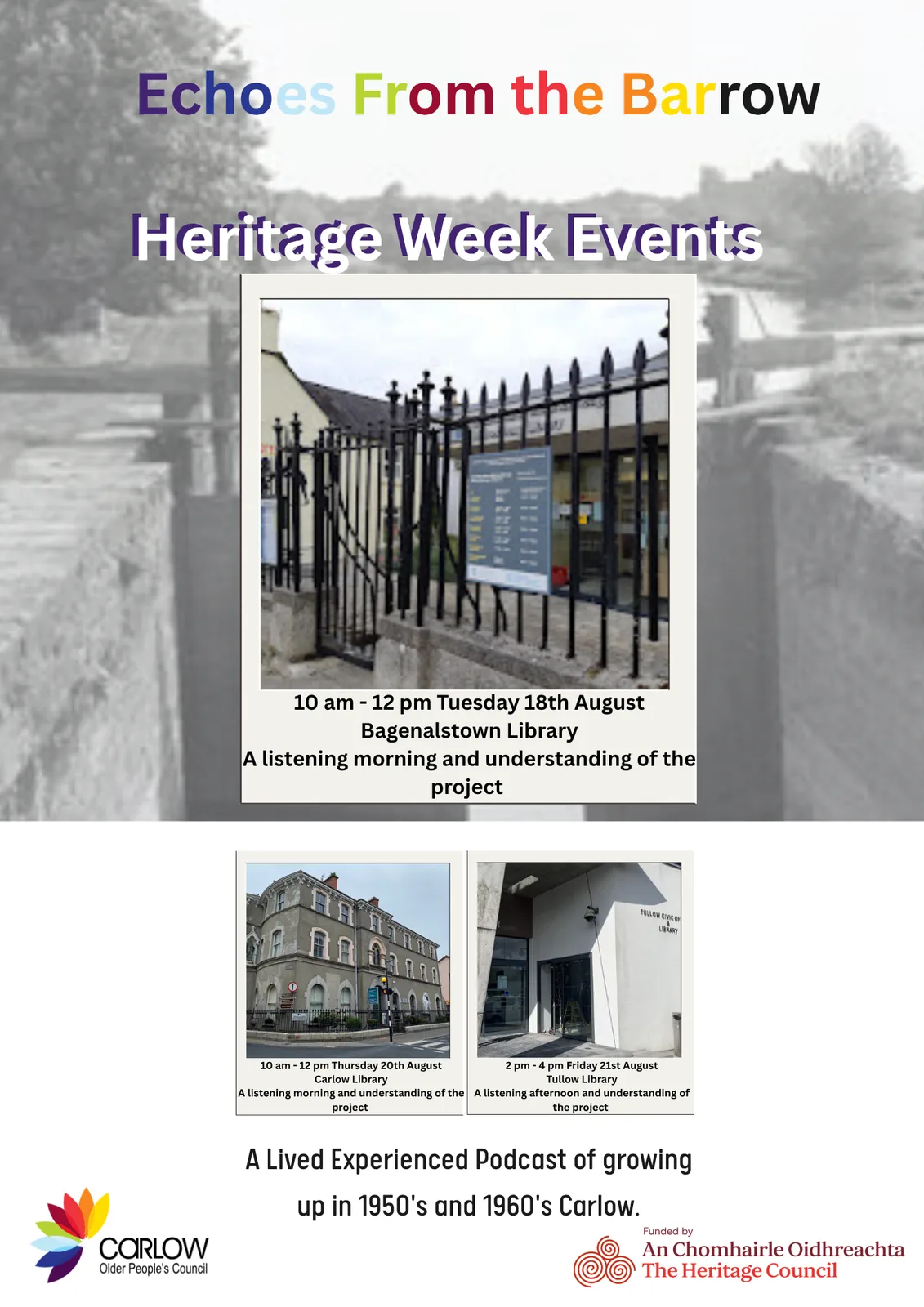 National Heritage Week at Bagenalstown Library flyer