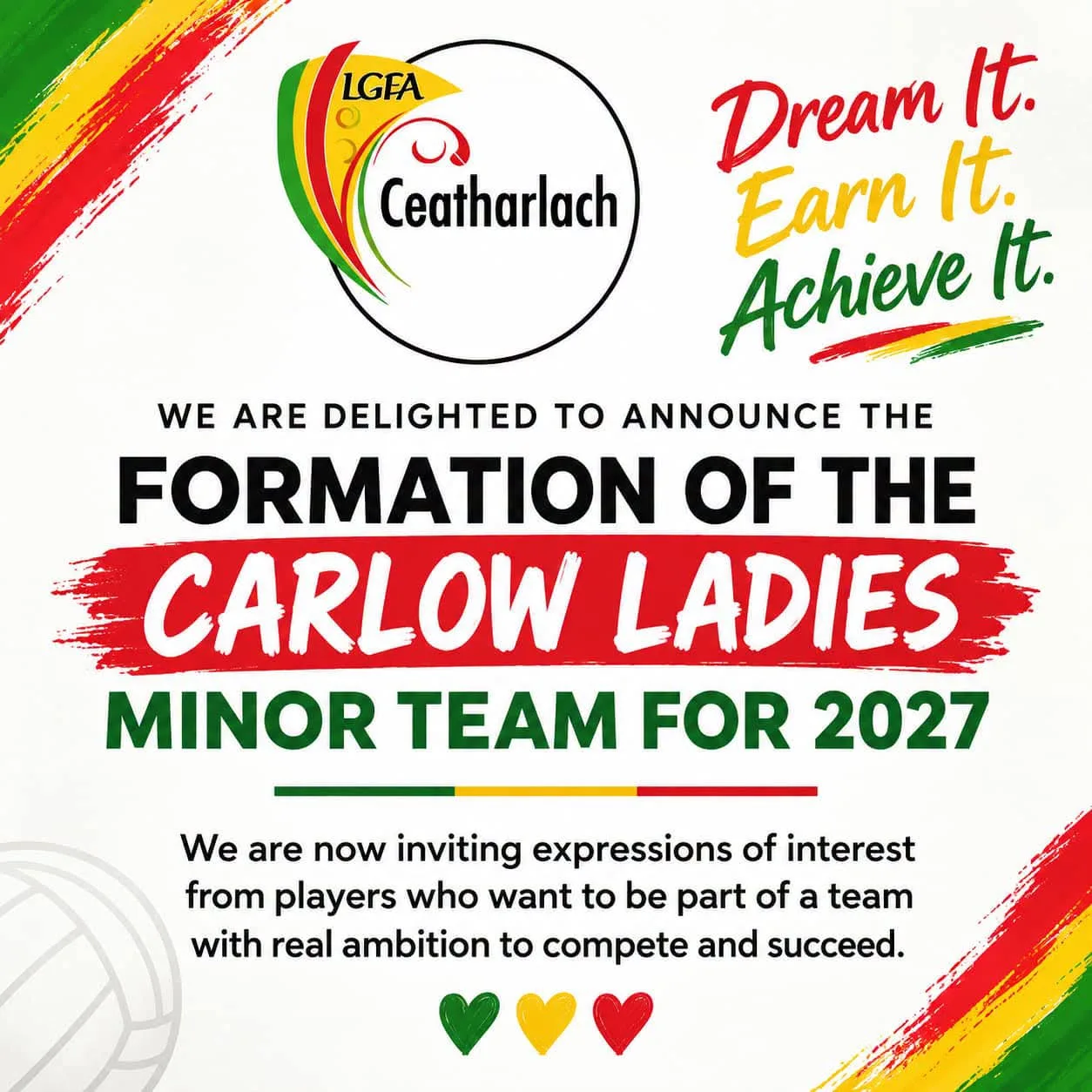 Carlow Ladies Minor Team for 2027 — Expressions of Interest flyer