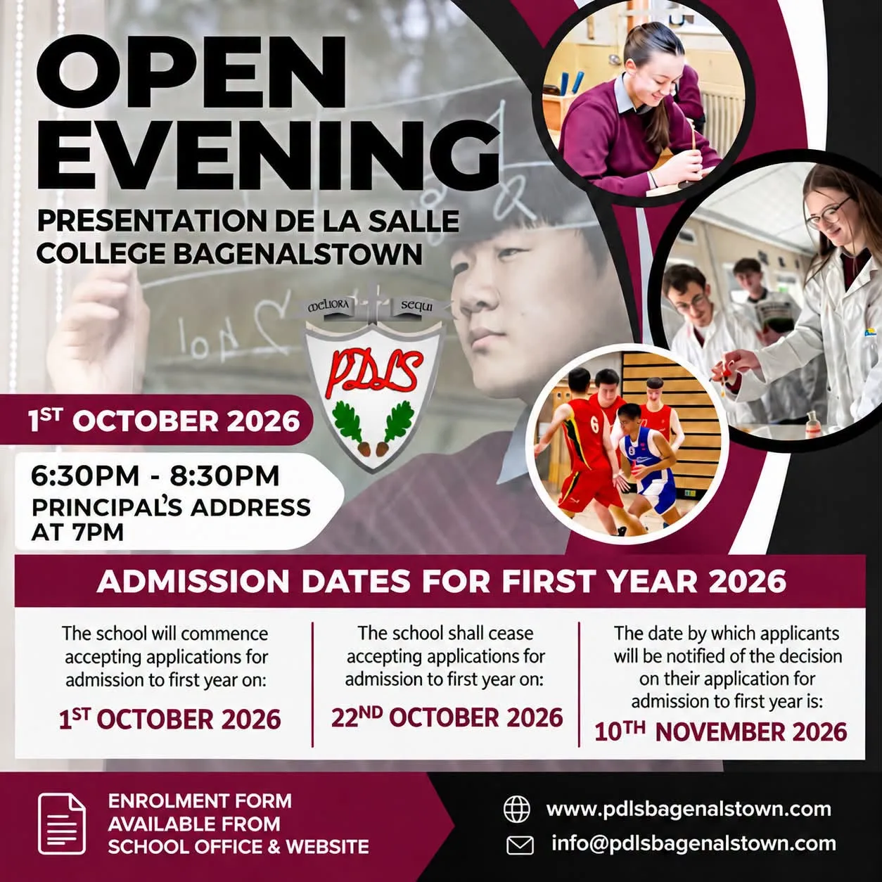 Presentation De La Salle College Bagenalstown — Open Evening flyer
